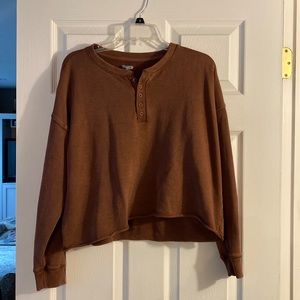Aerie Henley Cropped Sweatshirt